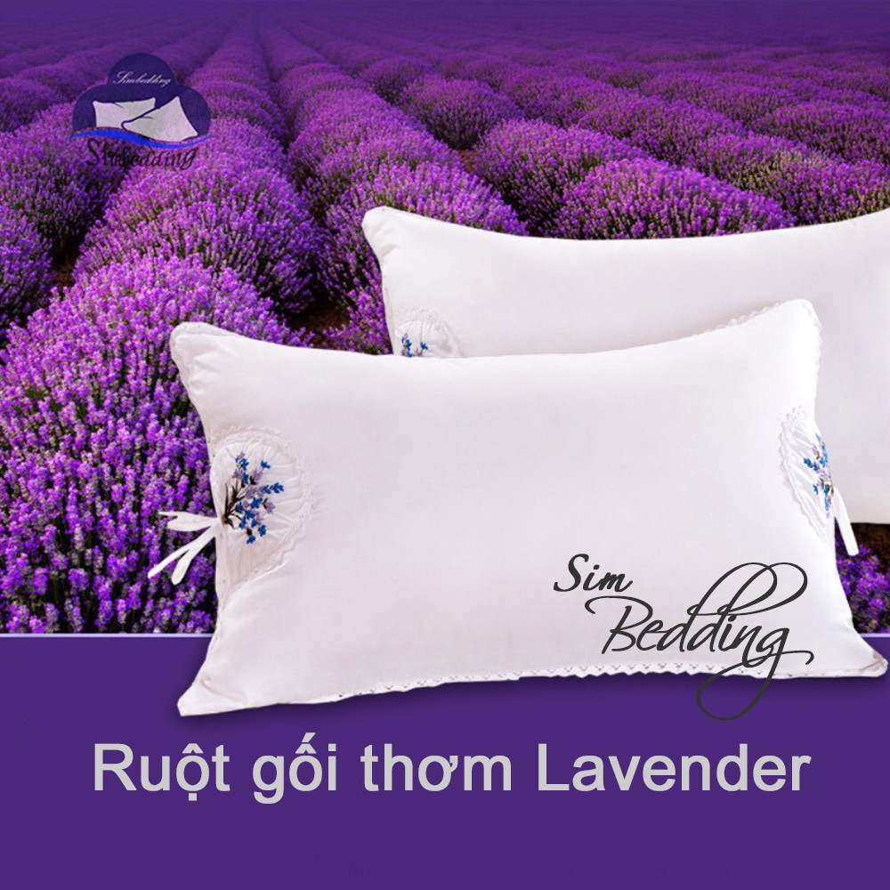 Ruột gối 💎SALE💎 thơm Lavender chất liệu bông tự nhiên cao cấp kháng khuẩn mềm mại kích thước 45x65 cm thêu họa tiết