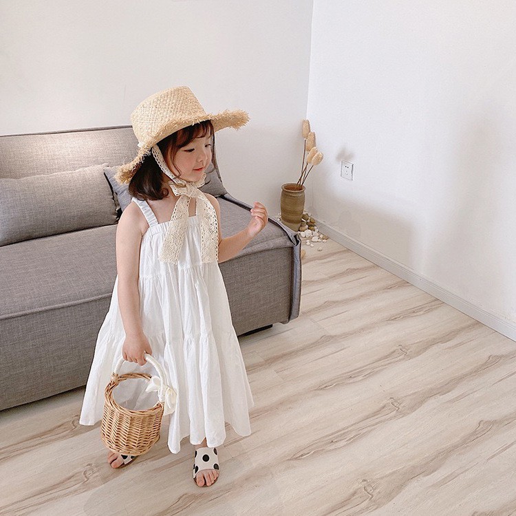 Đầm Chất Liệu Vải Cotton Dễ Thương Xinh Xắn Thời Trang Hàn Quốc Cho Bé