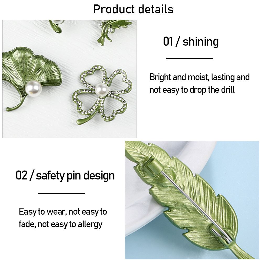 Ghim cài áo kiểu chiếc lá đính ngọc trai giả thời trang dành cho nữ