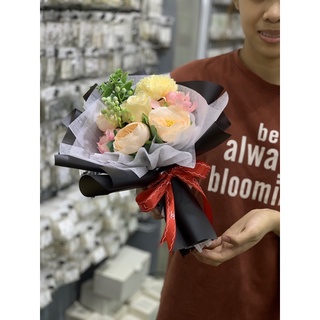 HOA LỤA PHỐI HOA SÁP BÓ KIỂU HÀN QUỐC CỰC XINH (BÓ NGẪU NHIÊN )