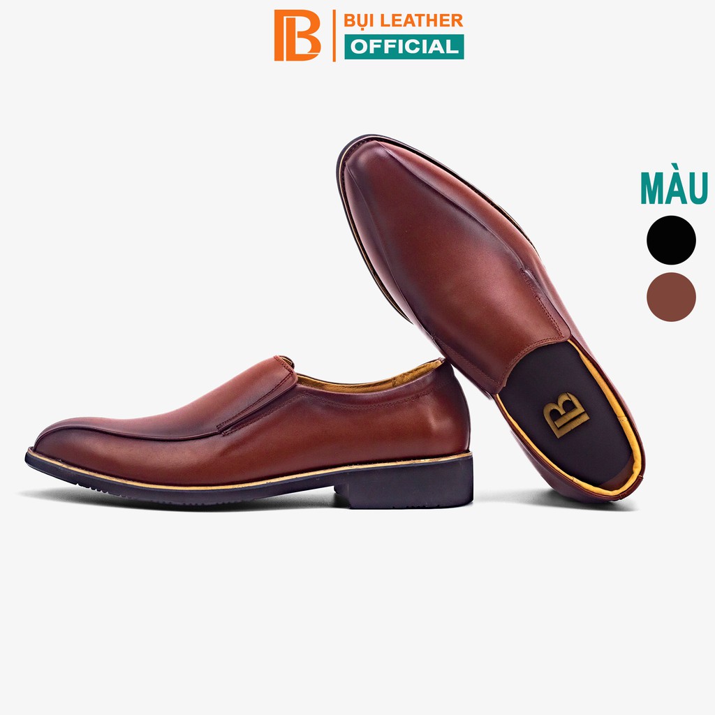 Giày nam công sở Bụi leather - G110 - da bò nappa cao cấp - màu đen, nâu - hộp sang trọng -Bảo hành 12 tháng