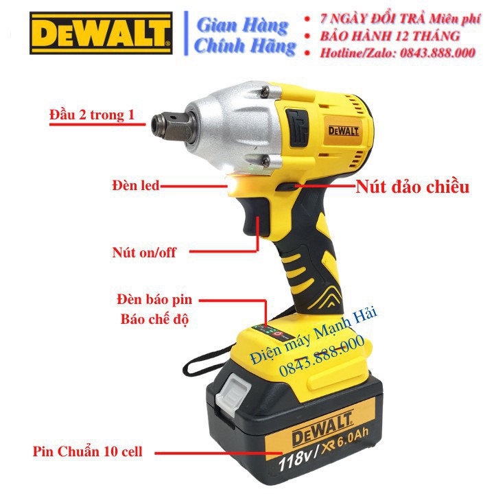 MÁY SIẾT BU LÔNG DEWALT 118V ĐỘNG CƠ KHÔNG CHỔI THAN TẶNG KỀM BỘ PHỤ KIỆN NHƯ HÌNH Chính hãng