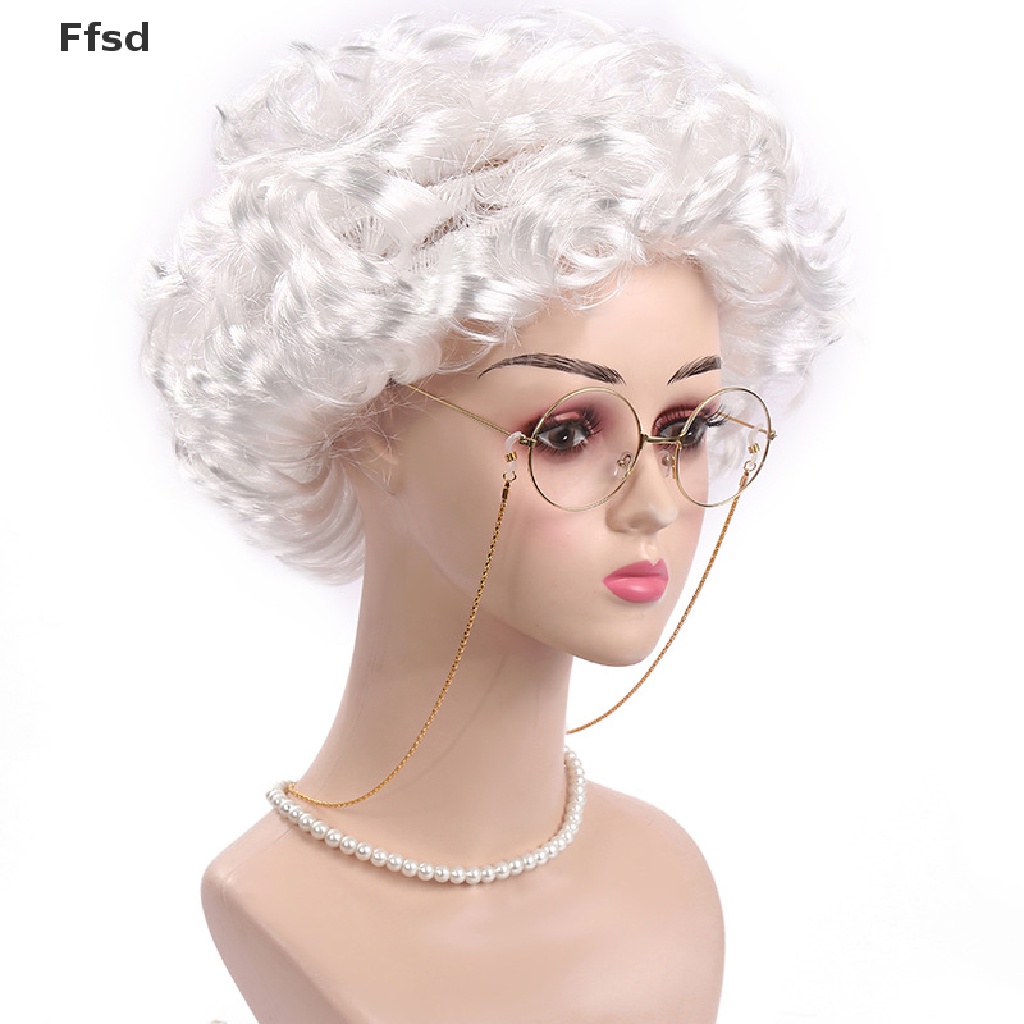 Bộ 9 Tóc Giả Xoăn Đính Ngọc Trai Hóa Trang Halloween Cho Nữ