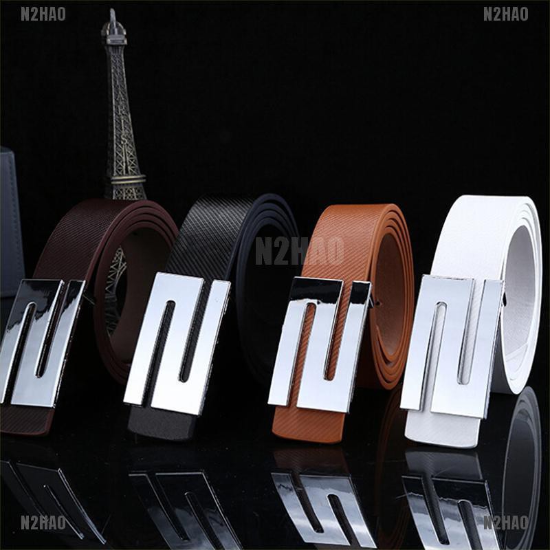 Thắt Lưng Da N2Hoo Khóa Kim Loại Khắc Chữ Thời Trang Cho Nam Nữ