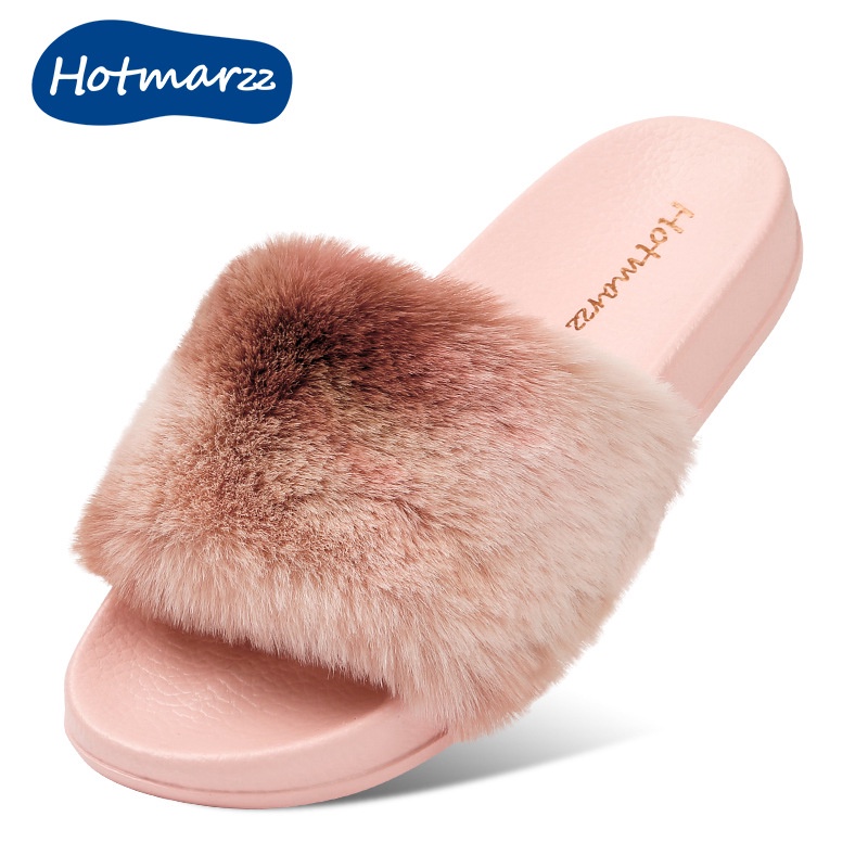HotmarzzDép Lông Nữ Màu Xám/Hồng BQ4006