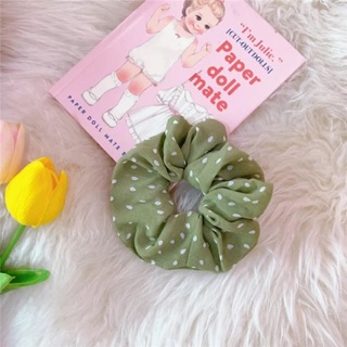 Cột Tóc Scrunchies Chấm Bi Vải Voan
