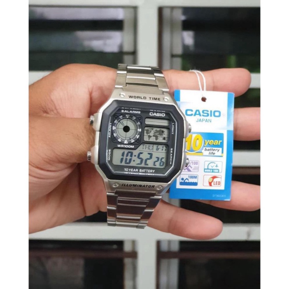 Đồng hồ nam Casio AE 1200-WHD chống nước, phong cách lịch lãm thể thao sang trọng, tặng kèm hộp, pin - Haizz.shop | BigBuy360 - bigbuy360.vn