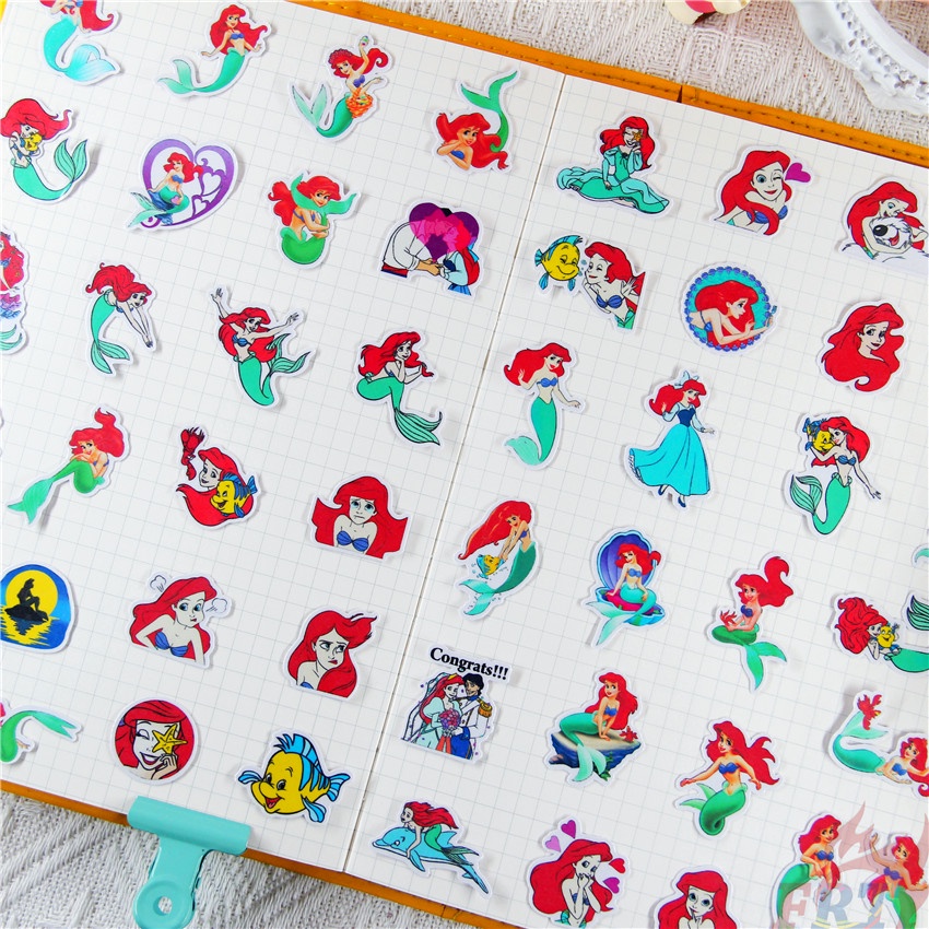 ★★★ Ariel. Miếng Dán Hình Công Chúa Nhỏ Xinh Trang Trí Sổ Tay Q-2 ★★★ Bộ 48 Sticker Dán Trang Trí Album