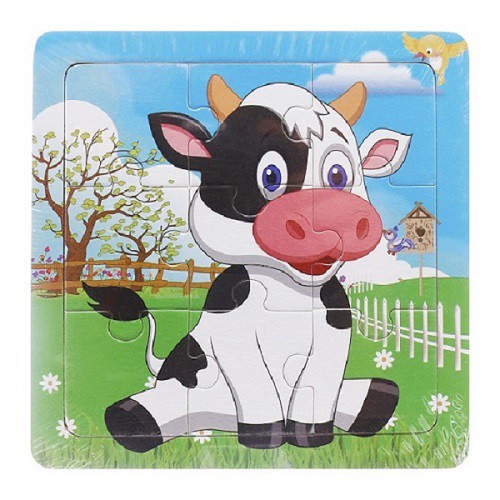 Combo 5 Tranh Ghép Gỗ Thông Minh 9 Mảnh Puzzle - Ghép 9 Mảnh Bằng Gỗ Montessori, Harison, Glenn Doman, highscope cho bé