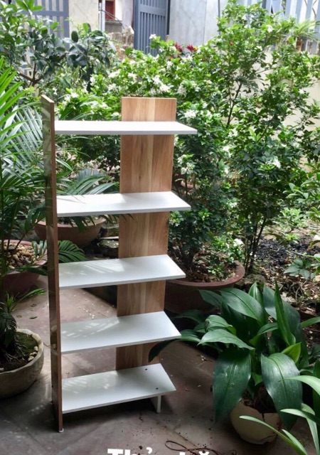 Kệ gỗ sách 5 tầng màu trắng -pha(có giao hoả tốc )
