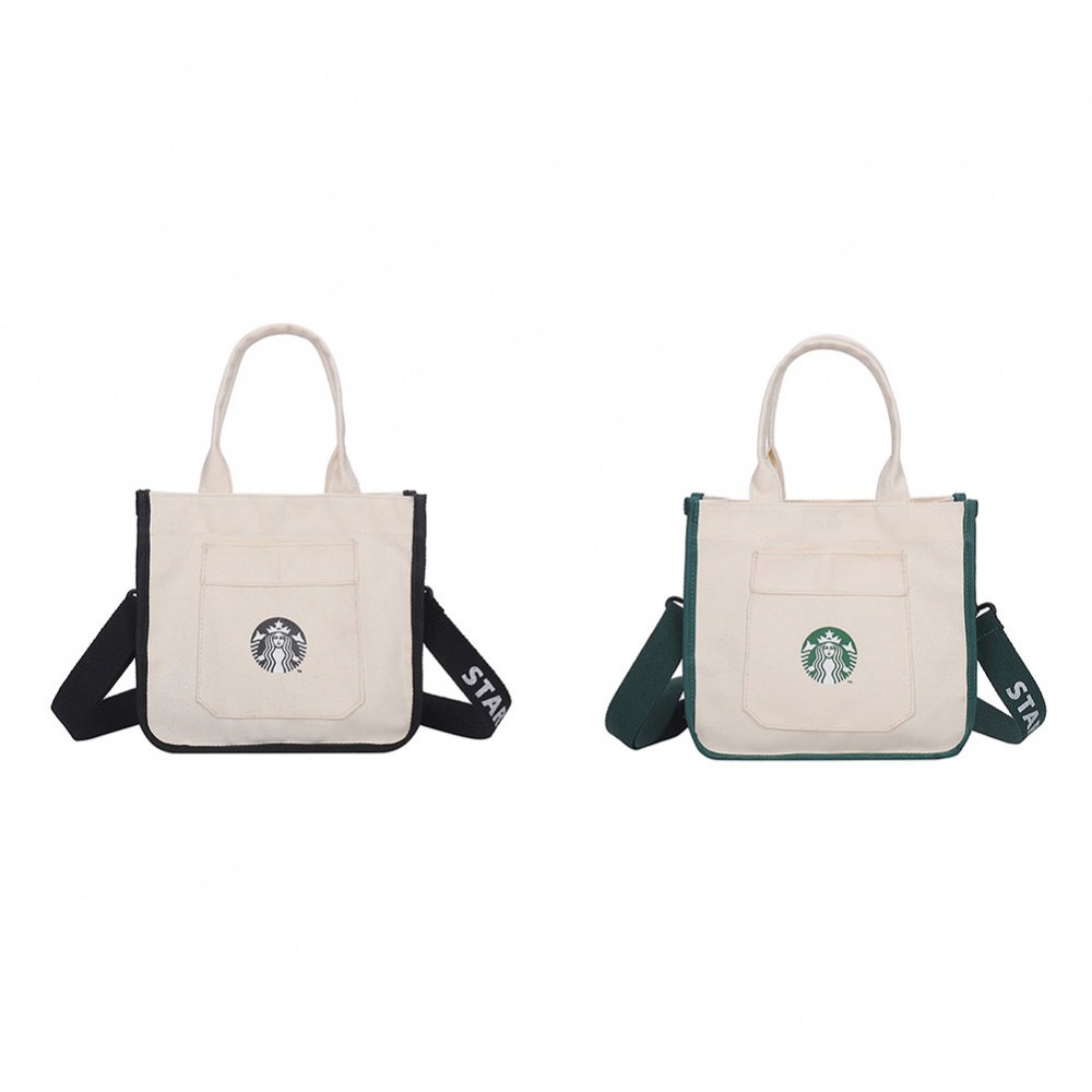 Túi Tote Vải Canvas Đựng Cơm Trưa Cỡ Lớn Họa Tiết Starbucks Chất Lượng Cao