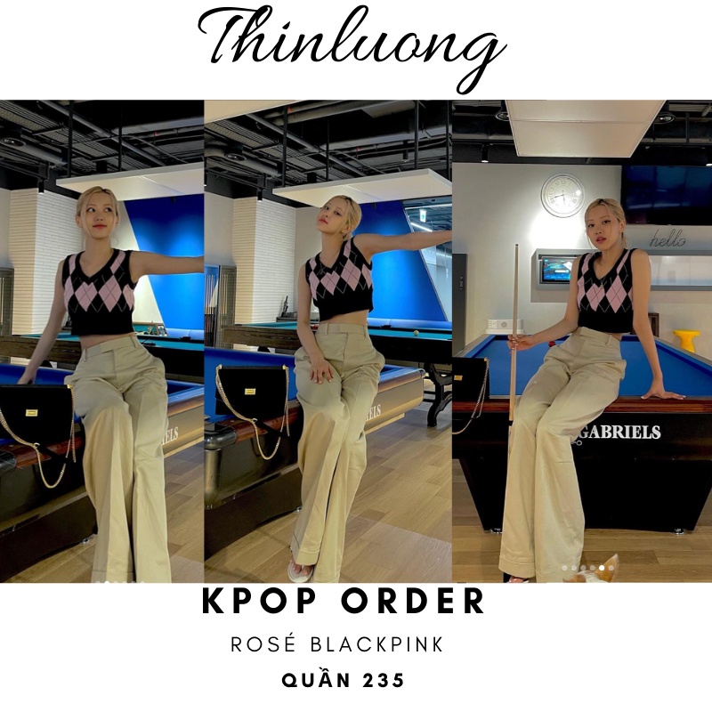 (Có sẵn 6 màu đủ size) Quần tây ống rộng suông giống Rose Blackpink cho nữ màu kem lưng ngang cạp cao