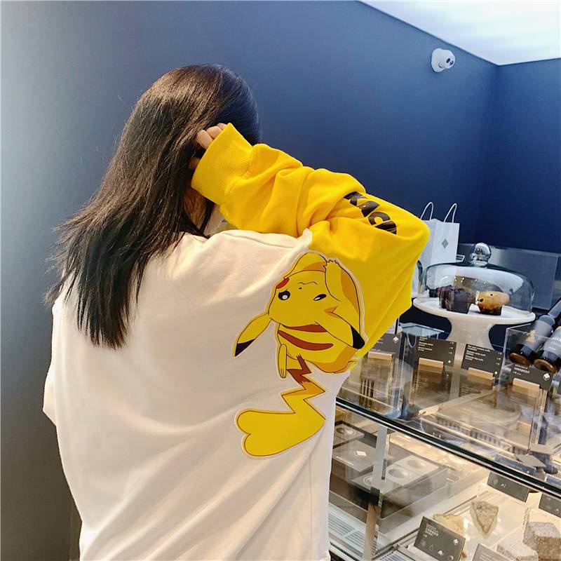 Áo Sweater Mỏng Dáng Rộng In Hình Pikachu Phong Cách Hàn Quốc Thời Trang Mùa Thu Cho Nữ