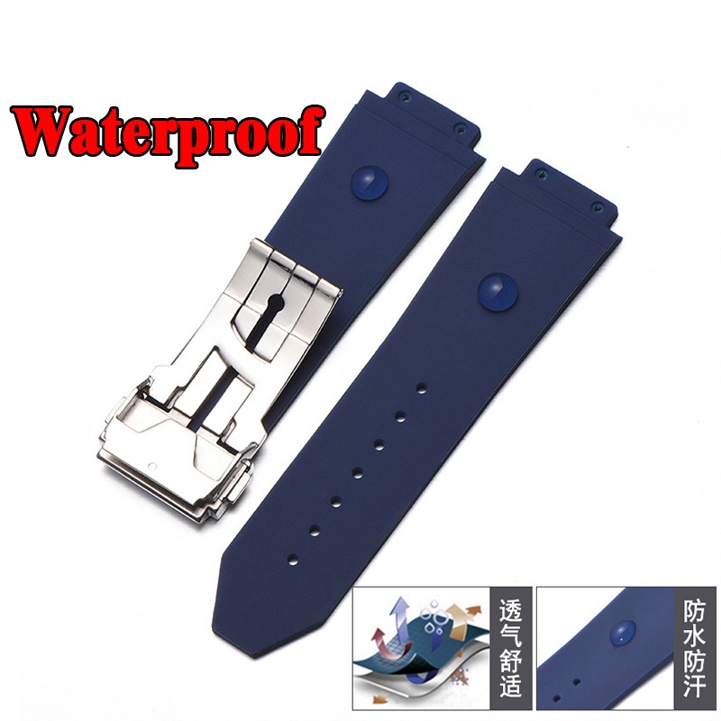 19mm*25mm Watch Bracelet Folding Buckle Silicone Rubber Watch Strap Watch Accessories Watch Band Chain