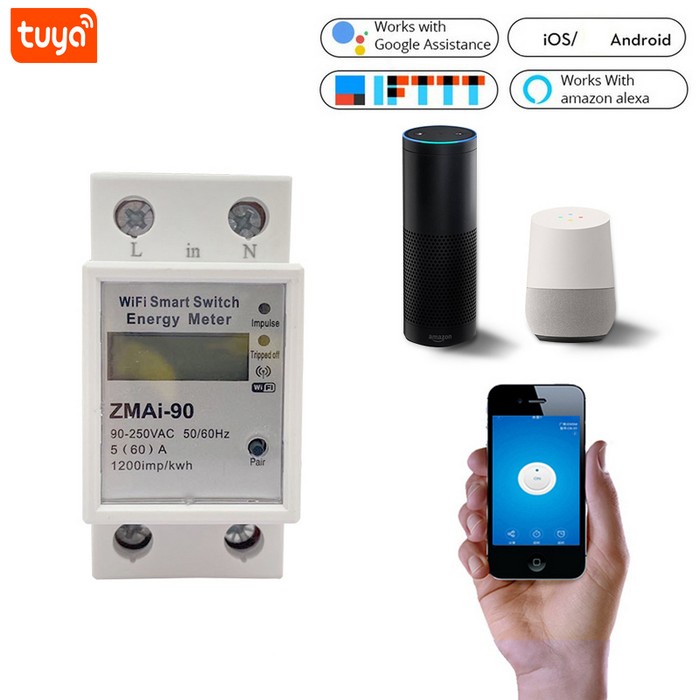 Công Tơ Điện Tuya, Công Tơ Wifi Tuya, Đồng Hồ Đo Điện Thông Minh Tuya, Đo Điện Trên App Tiếng Việt Từ Xa Công Suất 60A