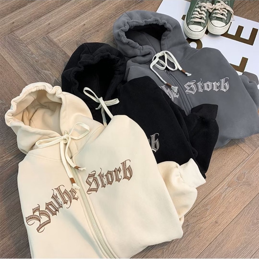 M-8XL【Ba Màu Sắc】Nhung Áo Khoác Hoodie Vintage Unisex Bigsize Áo Hoodie Form RộNg Simple Áo Hoodie Mũ Thời Trang