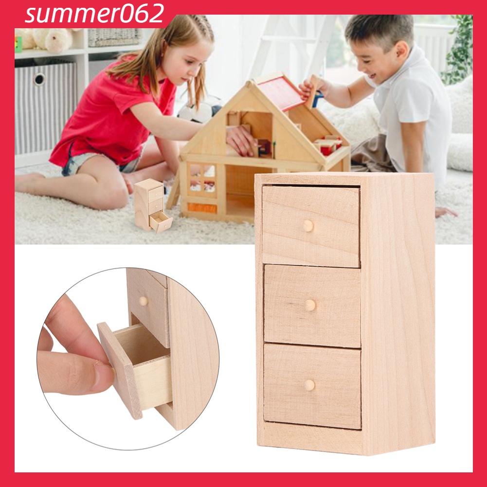 [Hàng Sẵn] Mô hình tủ mini có ngăn kéo 3 lớp Đồ đạc lưu trữ trong nhà búp bê cho tỷ lệ 1:12【Summer062】