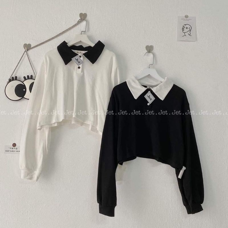 áo croptop cổ bẻ siêu xinh