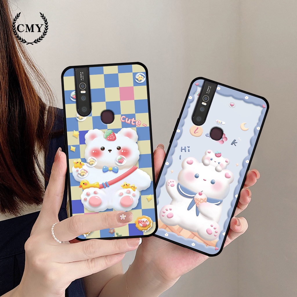 Ốp lưng Vivo V15 / V15 Pro in hình caro gấu thỏ dễ thương