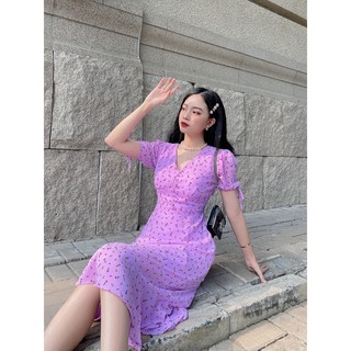 Đầm voan RECHIC dáng dài Cora cổ V màu tím