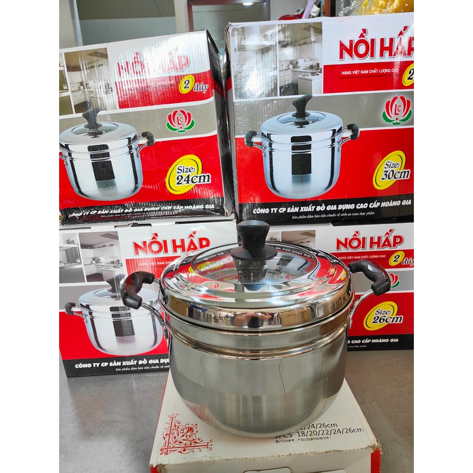 NỒI HẤP/XỬNG HẤP 2 đáy inox 304 siêu bền đẹp nhiều kích thước [Rẻ vô địch] [Ảnh thật]