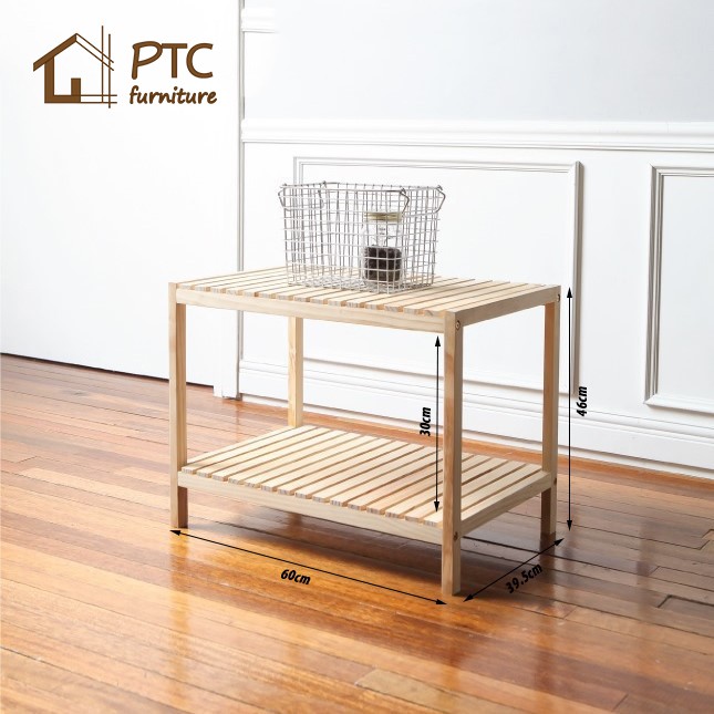 [ Sale Sốc ] Kệ Để Lò Vi Sóng Kệ Đa Năng Gỗ Thông 2T PTC FURNITURE Oven Rack 2F Nội Thất Lắp Ráp