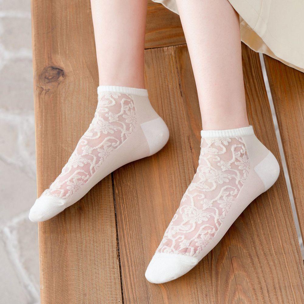 Đôi Vớ Cổ Thấp Phối Ren Hoa Thoáng Khí Thoải Mái Cho Nữ