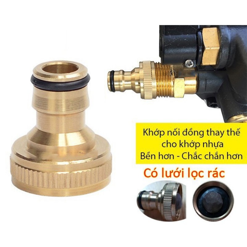 Khớp nối đồng đầu nước vào cho máy rửa xe | Đầu nối khớp nối nhanh | Cút nối nhanh máy rửa xe