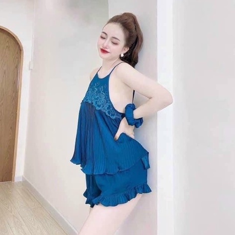 Đồ Ngủ Sexy Yếm 2 Dây Dập Ly Phối Ren Chất Liệu Lụa Satin Mềm Mịn Mát Freesize 40-65kg - CN013 CINY | BigBuy360 - bigbuy360.vn