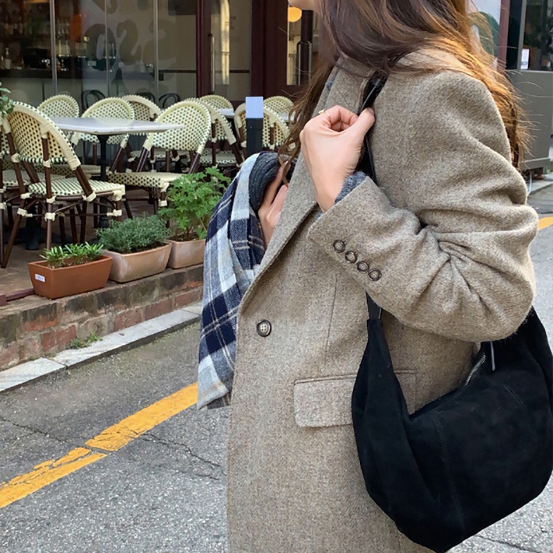 Túi đeo vai IELGY cỡ lớn hình bánh bao phong cách cổ điển thời trang cho nữ