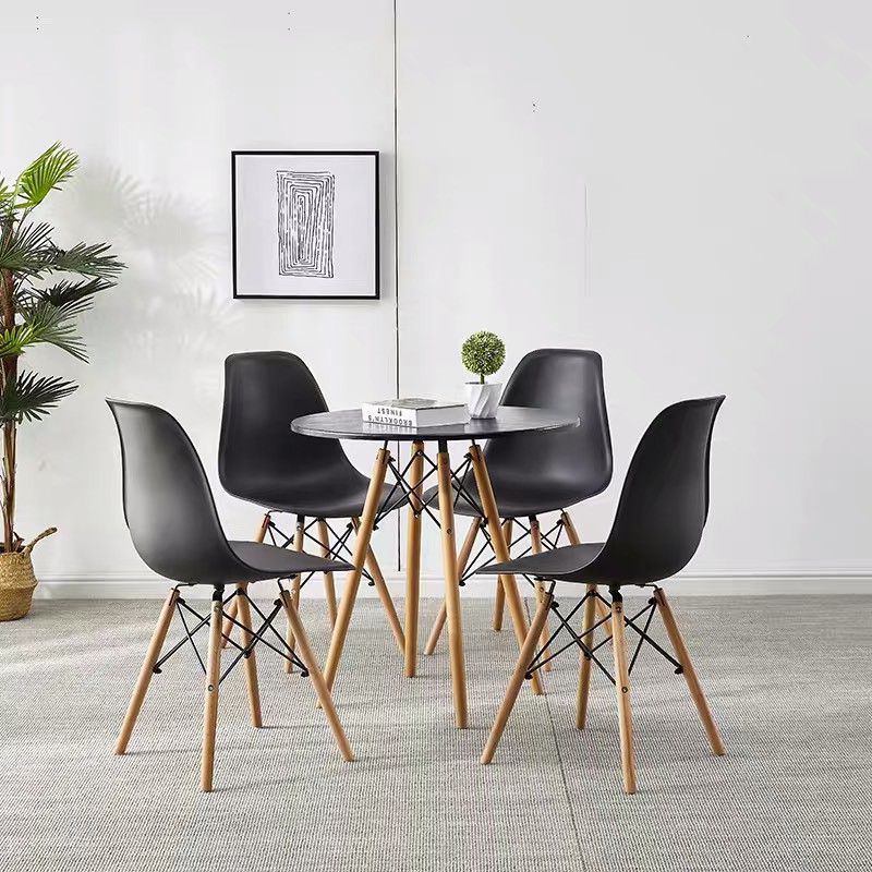 BÀN EAMES TRÒN Đường Kính 60cm chân Gỗ Bàn Làm Việc,Bàn Ăn,Cafe-Hàng Nhập Khẩu