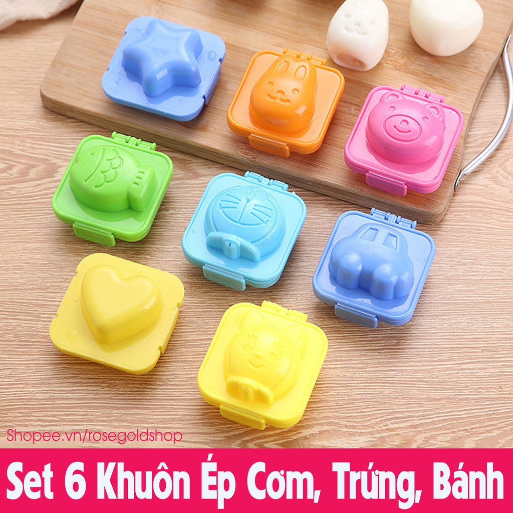 Set 6 Khuôn Ép Cơm, Trứng, Bánh Tạo Hình Ngộ Nghĩnh Giúp Bé Thích Thú Khi Ăn