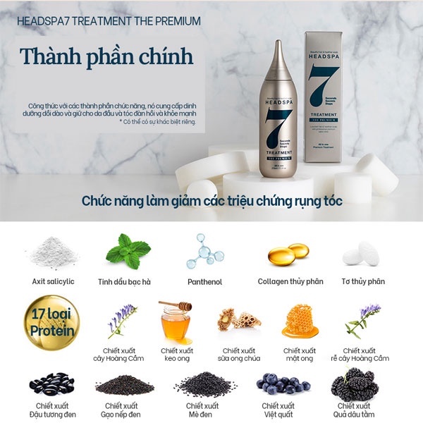 Dầu hấp tóc chuyên sâu, kem hấp ủ chăm sóc tóc HEADSPA7 Treatment The Premium 50ml HEADSPA