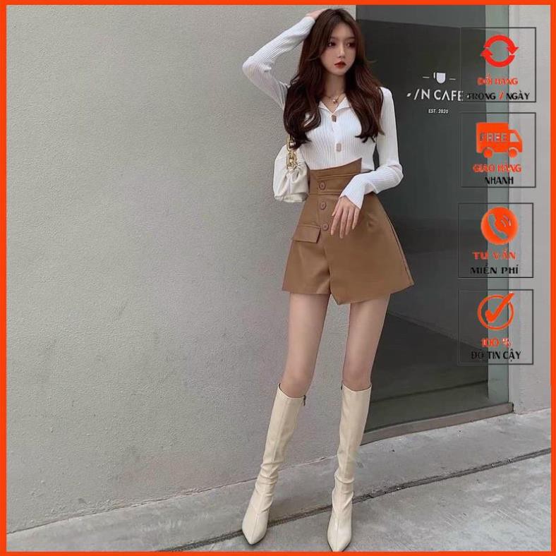 [QUATANG-KTYTT]  Quần Váy Da Nữ Lưng Cao Thời Trang m333