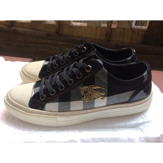 Giày vải nam, họa tiết burberry, vải bò cao cấp pha da thật 100%