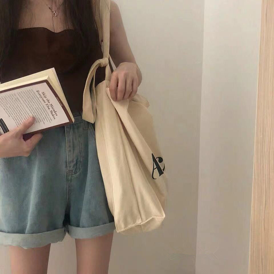 Túi xách vải canvas đeo vai kiểu dáng đơn giản trẻ trung dành cho nữ