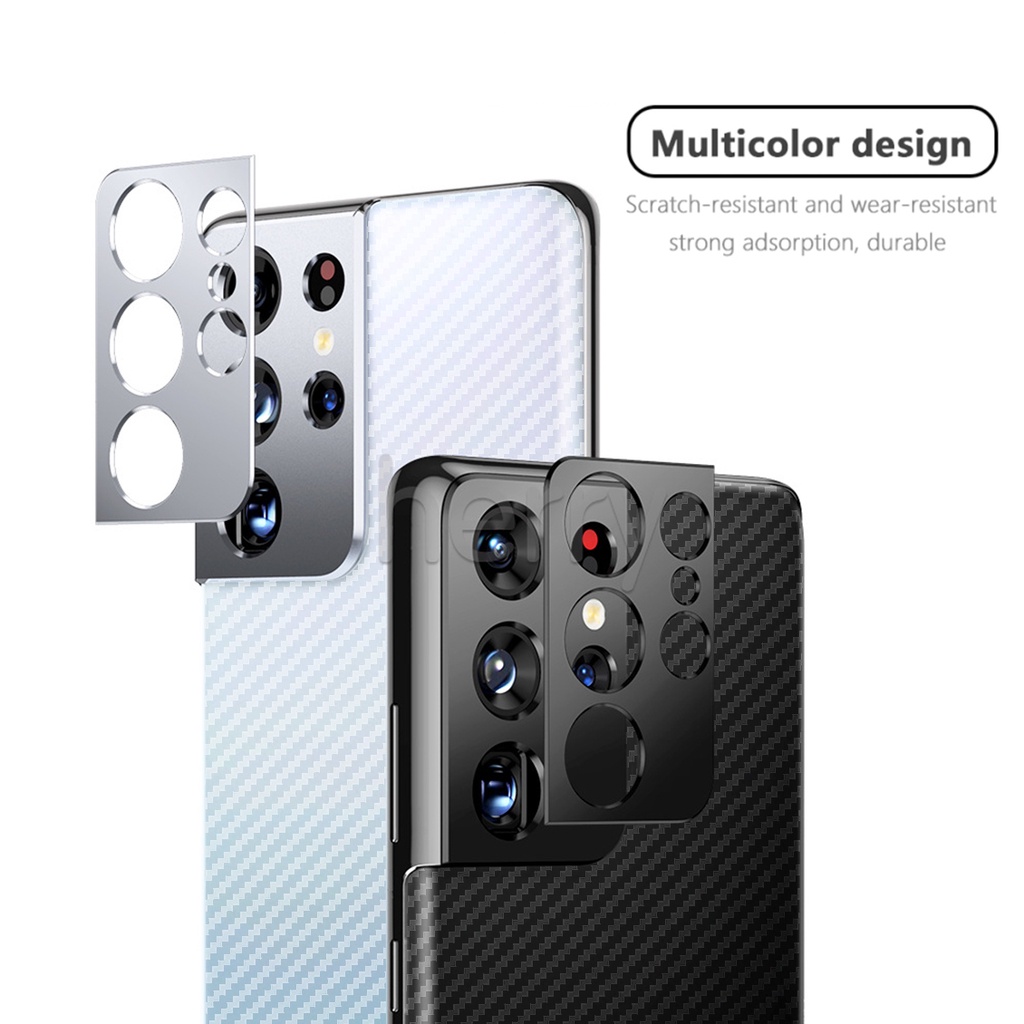 Miếng dán cacbon mặt lưng và kim loại bảo vệ máy ảnh 2 trong 1 cho Samsung Galaxy S21 Note 20 Ultra S20 Plus S20 FE 5G