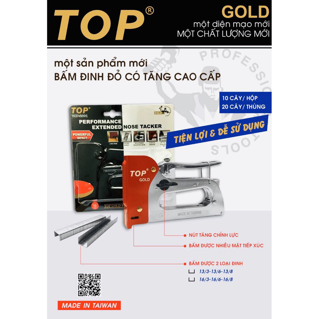 Súng bắn ghim trợ lực SK5 TOP GOLD công nghiệp chuyên bọc yên xe máy, ghim gỗ, nhựa, ...