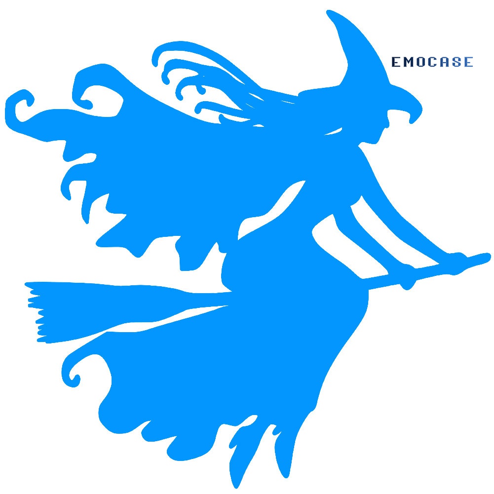 Sticker Phản Quang Họa Tiết NY-Witch on Broomstick Trang Trí Xe Hơi Phong Cách Halloween