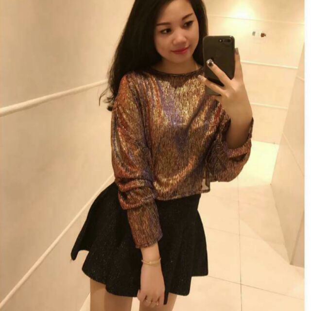 CHuyên sỉ lẻ_ ÁO suông nhũ pha tay loe xinh lắm