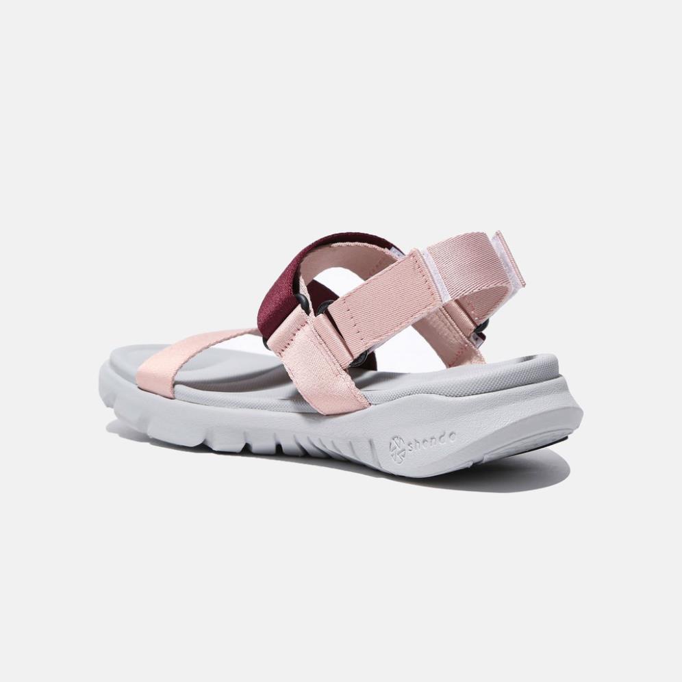 Giày sandal nữ Shondo F6 sport đế bằng ombre đỏ đô F6S2162 .