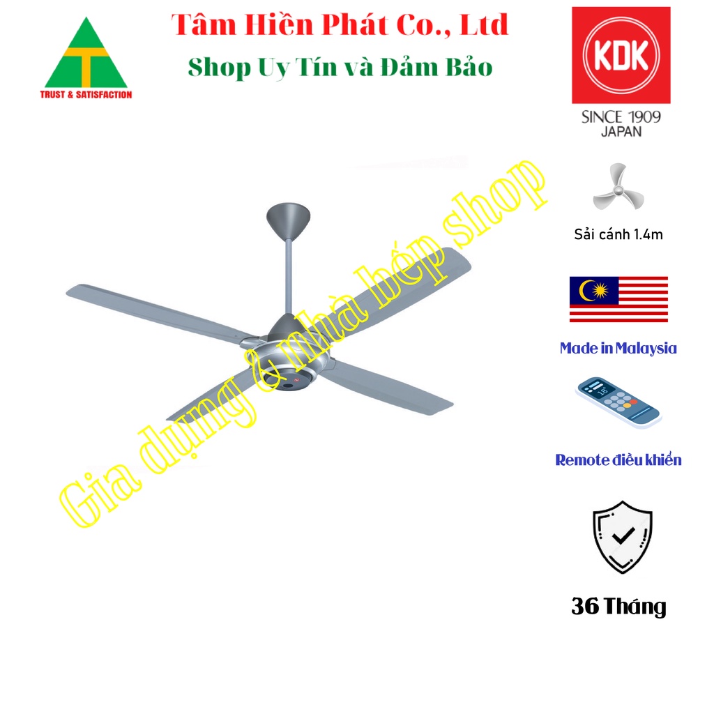 QUẠT TRẦN 4 CÁNH KDK M56XR - HÀNG CHÍNH HÃNG 48W (VÀNG- BẠCH KIM ) - CHIỀU DÀI TI 40CM - BH 2 NĂM