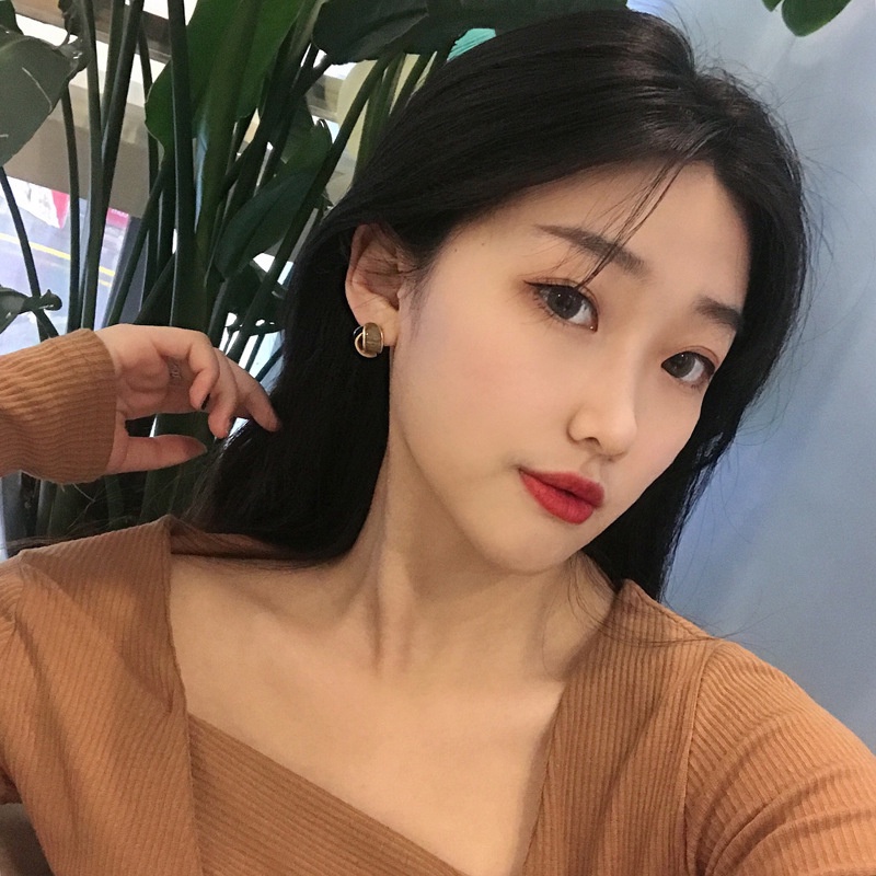 Khuyên Tai Hàn Quốc Nhật Bản 2022 Mặt Hình Cầu Màu Sắc Tương Phản Sáng Tạo