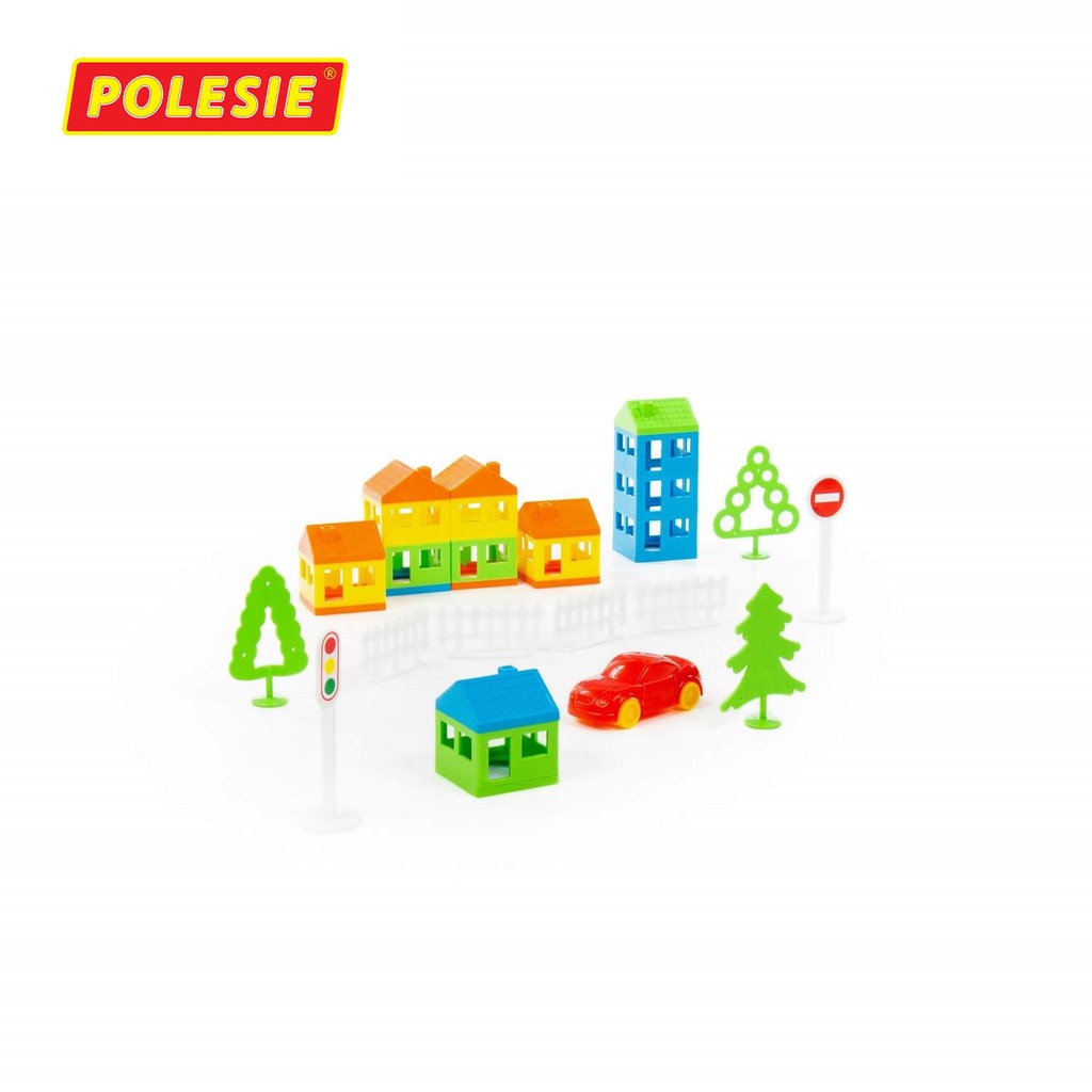 Bộ Lắp Ghép Sáng Tạo Thông Minh Thành Phố 61 Chi Tiết Nhựa Nguyên Sinh Nhập Khẩu Châu Âu Chính Hãng POLESIE 53725
