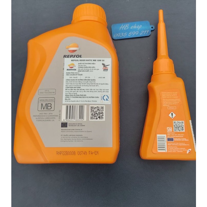 Nhớt REPSOL RIDER  matic 10w30 800ml xe tay ga KÈM NHỚT LÁP REPSOL