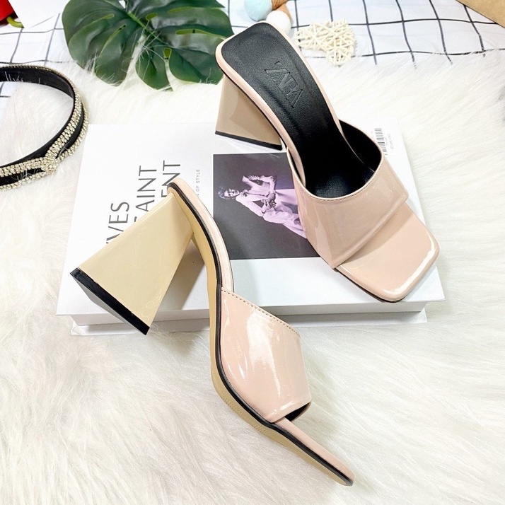 [ Siêu Phẩm ] Giày Cao Gót Nữ Đế Vuông Thời Trang Dáng Guốc Cao 8P Quai Ngang Bản To Cao Cấp GCGQNBT8p