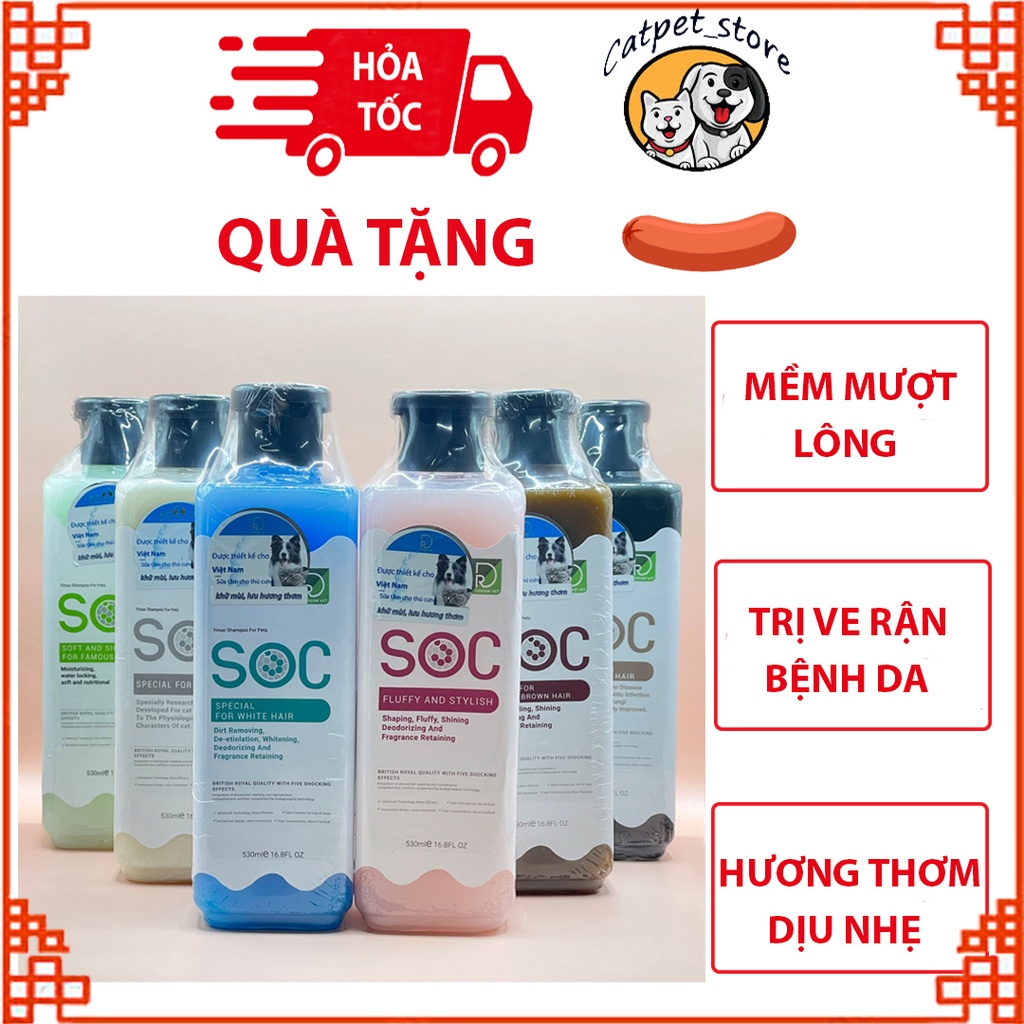 Sữa tắm cho chó SOC 530ml poodle, lông trắng, lông tối màu - Sữa tắm chó mèo