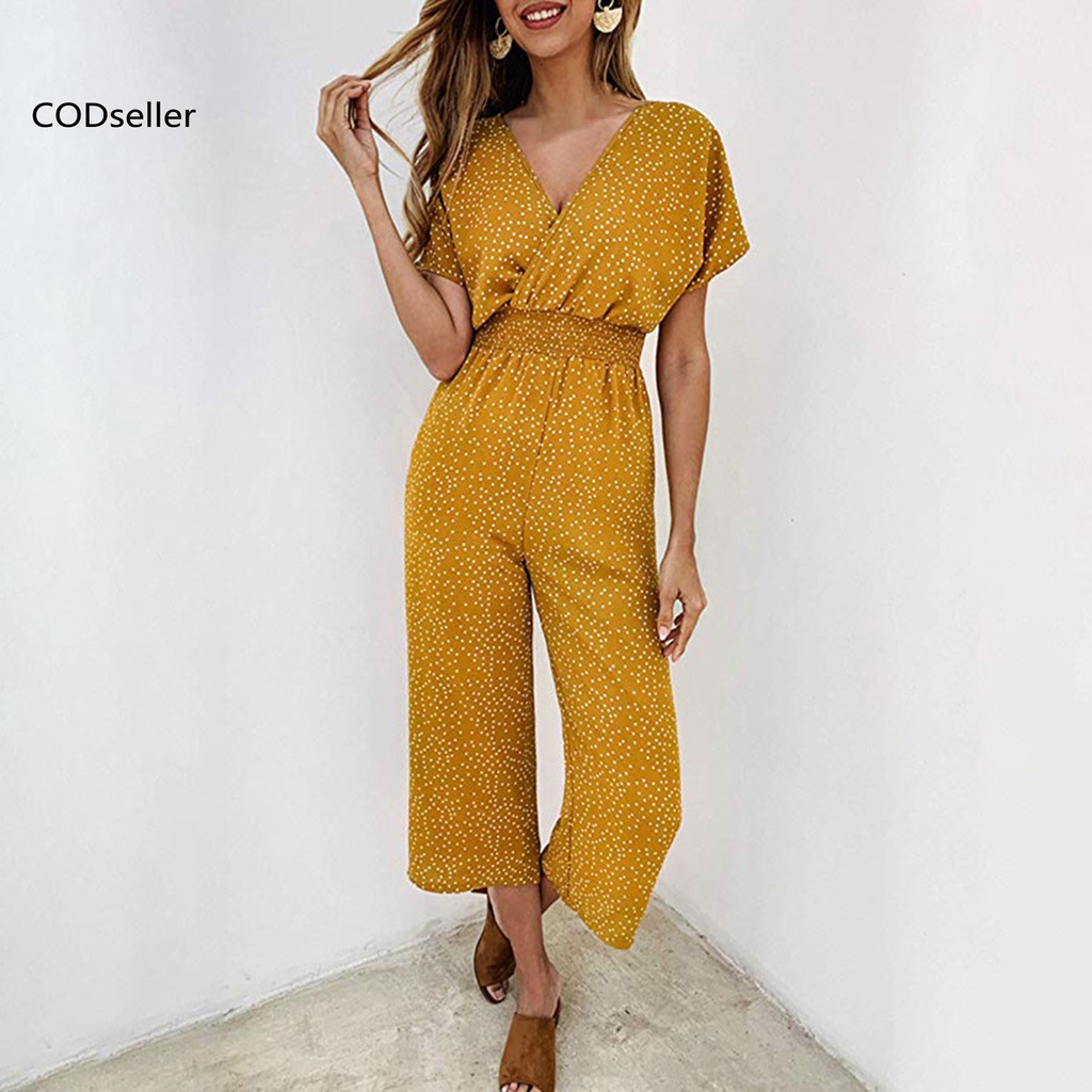 COD_ Loose Summer Jumpsuit Loose Jumpsuit Pocket Overalls Breathable for Vacation