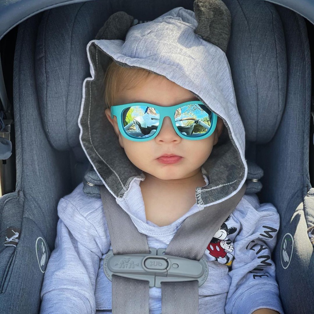 Kính chống tia cực tím có tròng kính phân cực cho bé Babiators - The Surfer, Xanh ngọc, Tráng gương xanh, 3-5 tuổi
