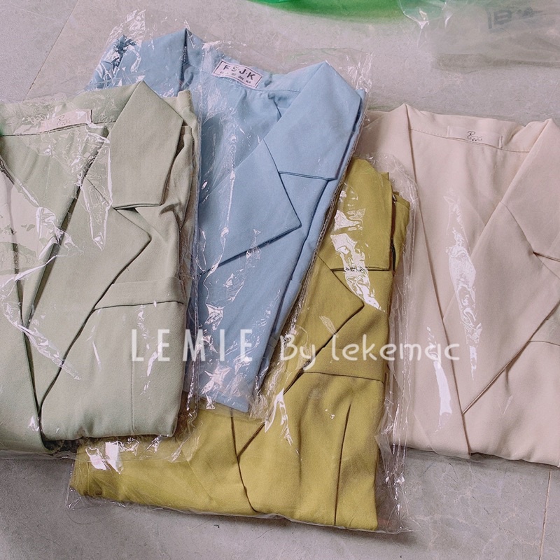 Áo Blazer Kẻ Sọc Caro Ngắn Tay Túi Nắp - Ảnh thật Lekemqc ❤️